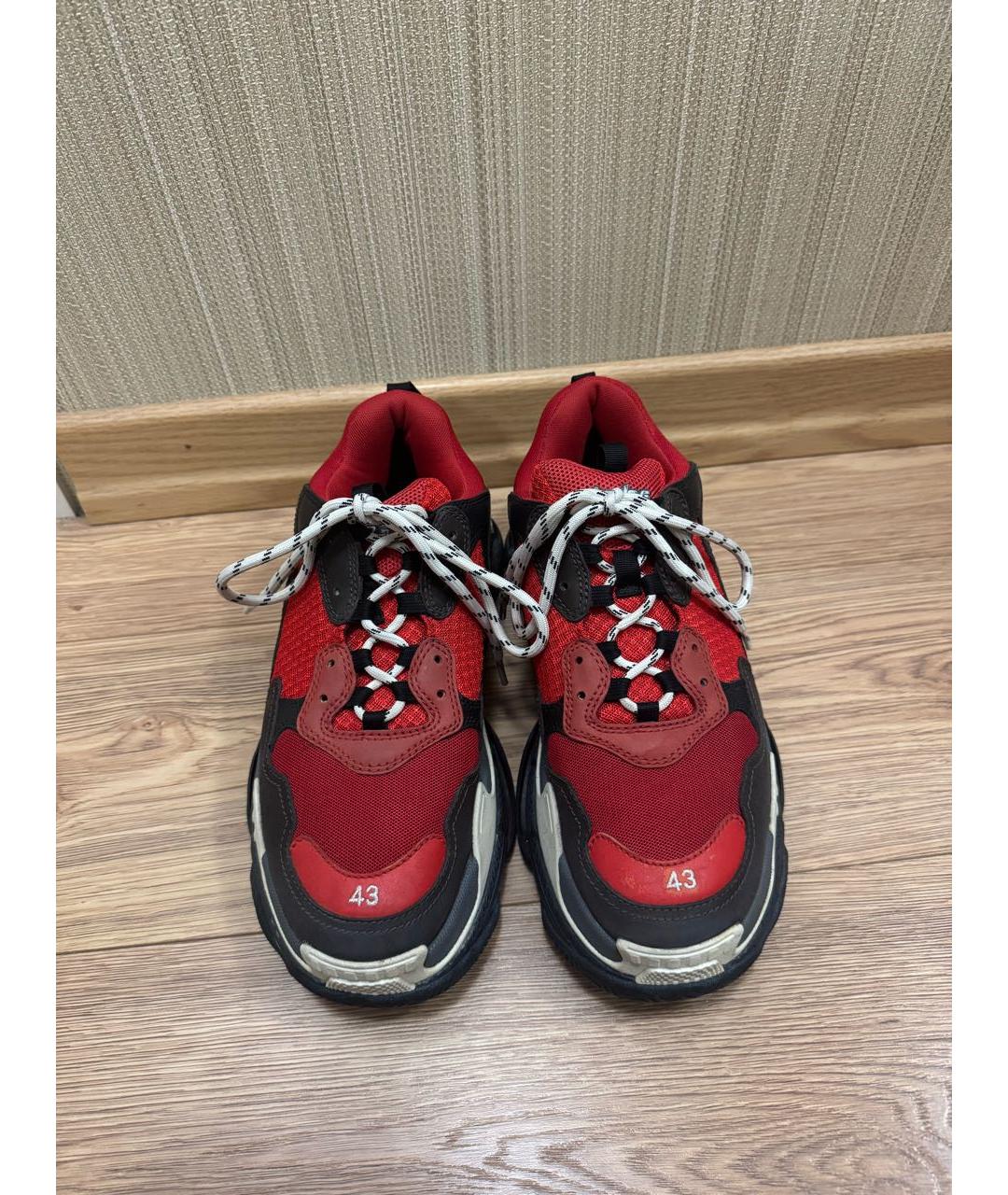 BALENCIAGA Красные текстильные низкие кроссовки / кеды, фото 2