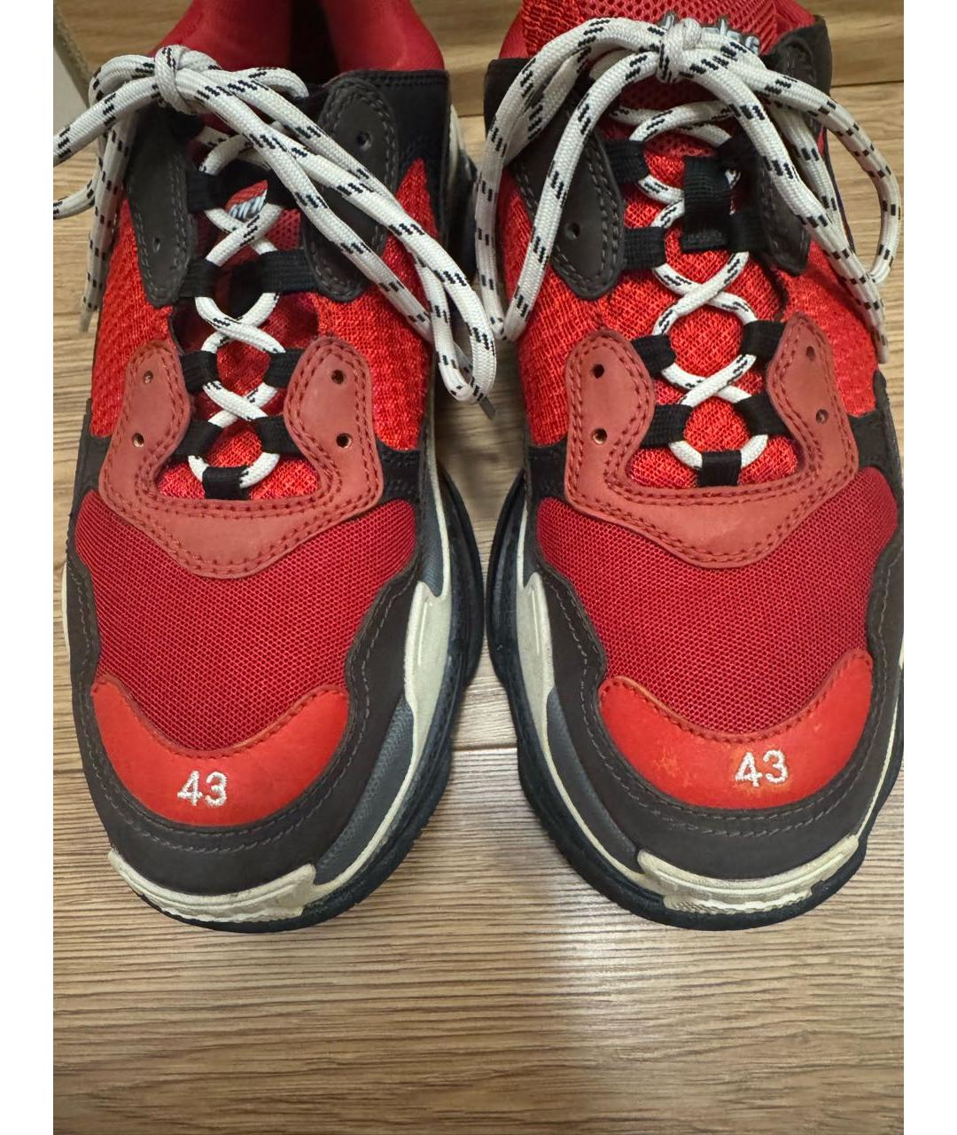 BALENCIAGA Красные текстильные низкие кроссовки / кеды, фото 6