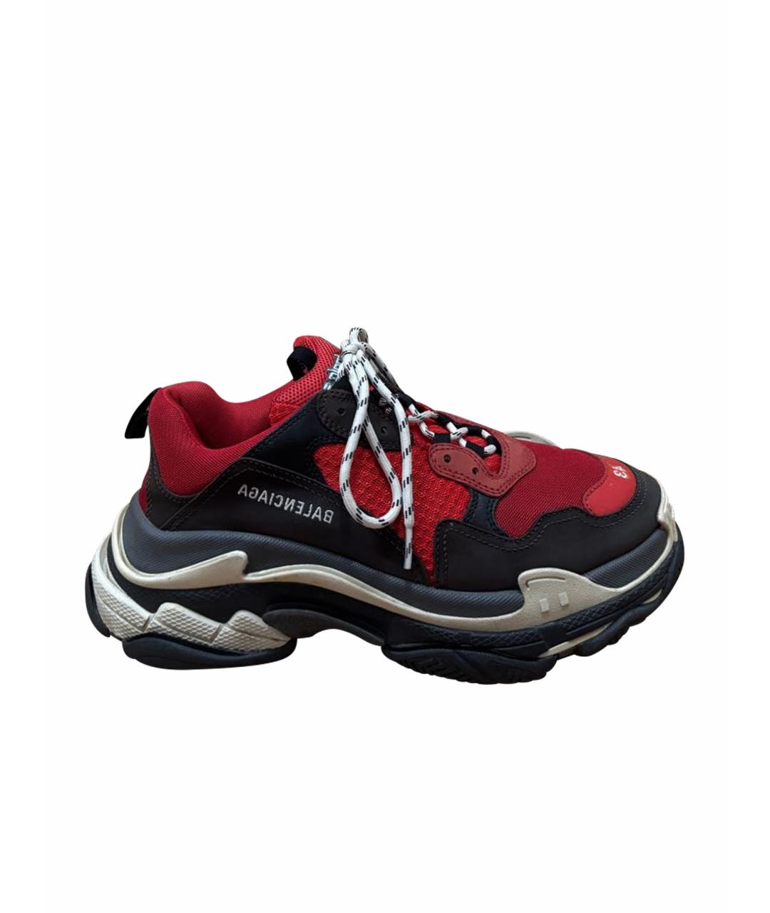 BALENCIAGA Красные текстильные низкие кроссовки / кеды, фото 1