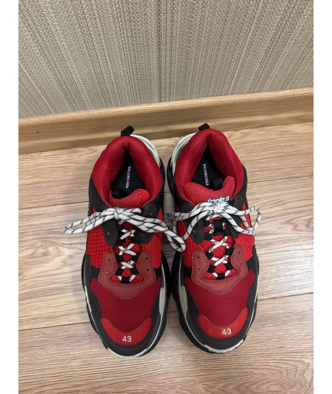 BALENCIAGA Красные текстильные низкие кроссовки / кеды, фото 3