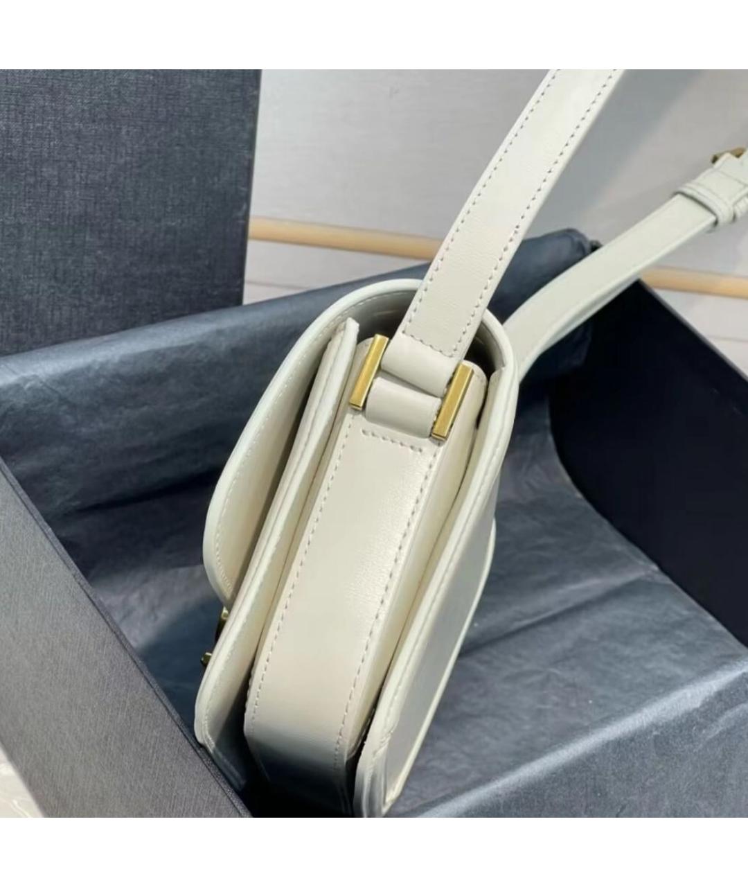 SAINT LAURENT Белая кожаная сумка через плечо, фото 4