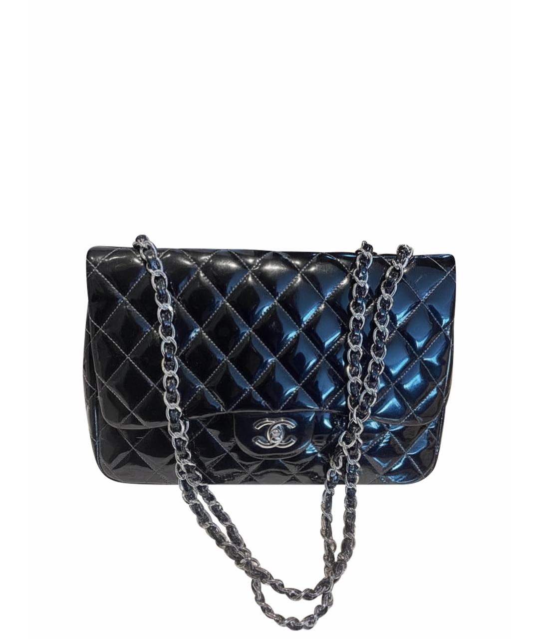 CHANEL Черная сумка через плечо из лакированной кожи, фото 1