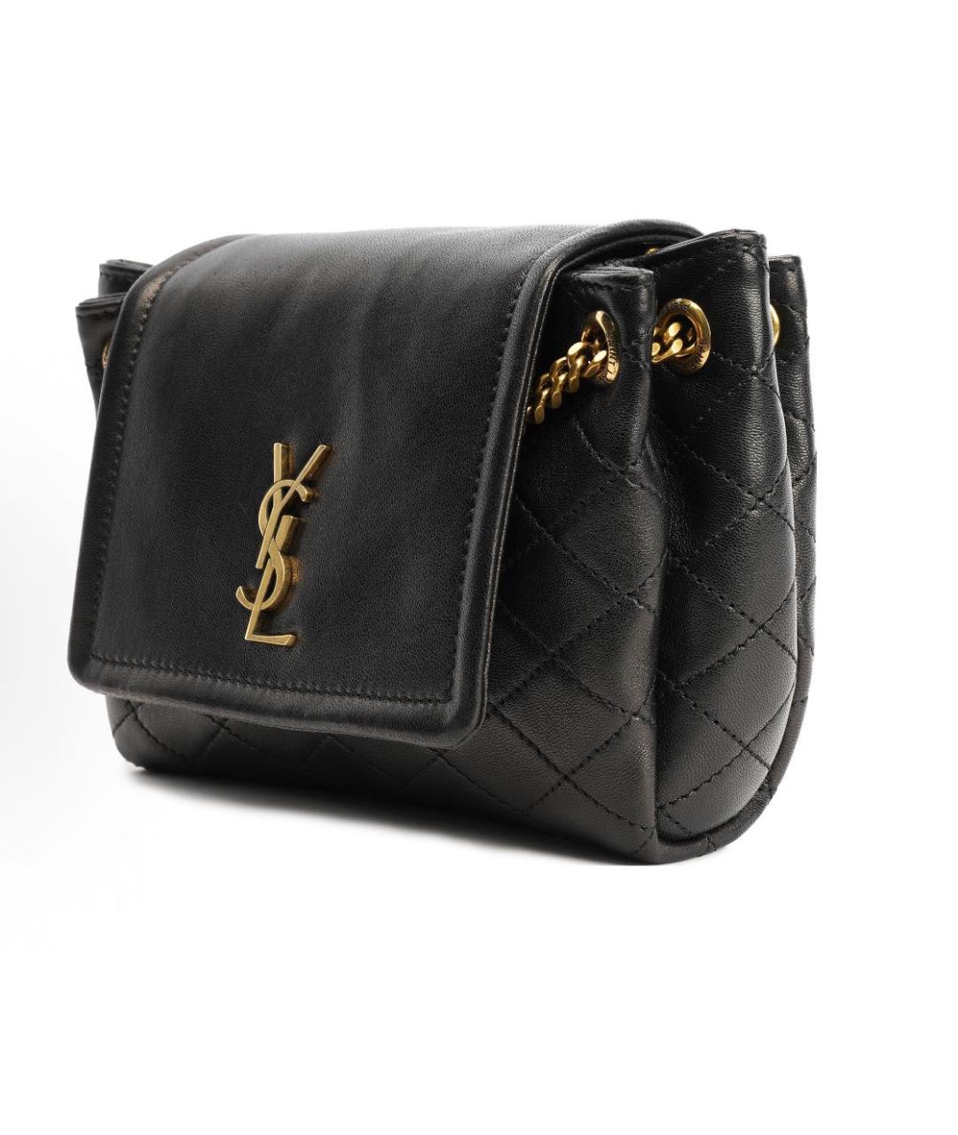 SAINT LAURENT Черная кожаная сумка через плечо, фото 2