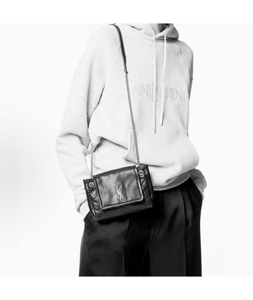 SAINT LAURENT Черная кожаная сумка через плечо, фото 5