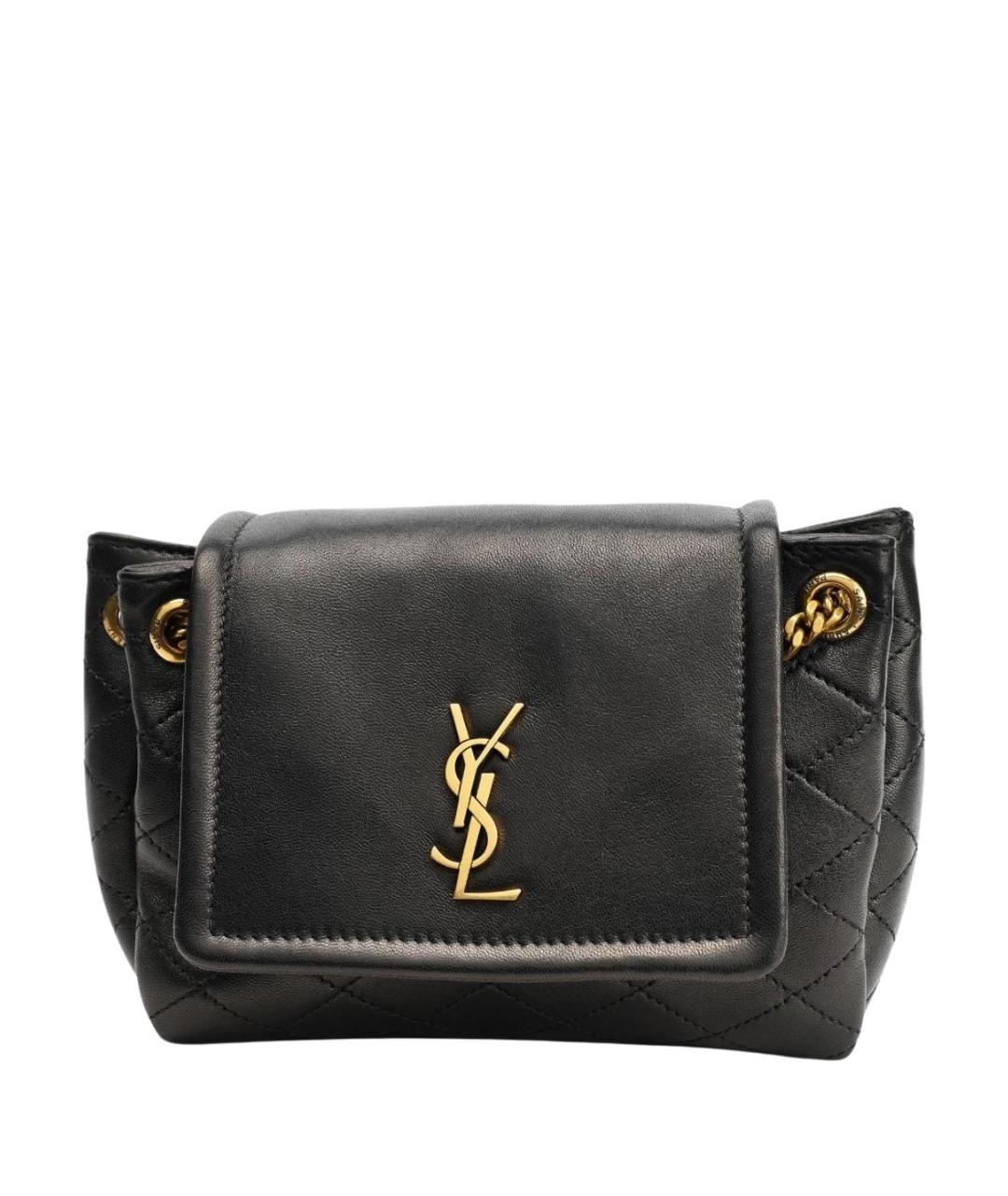 SAINT LAURENT Черная кожаная сумка через плечо, фото 1
