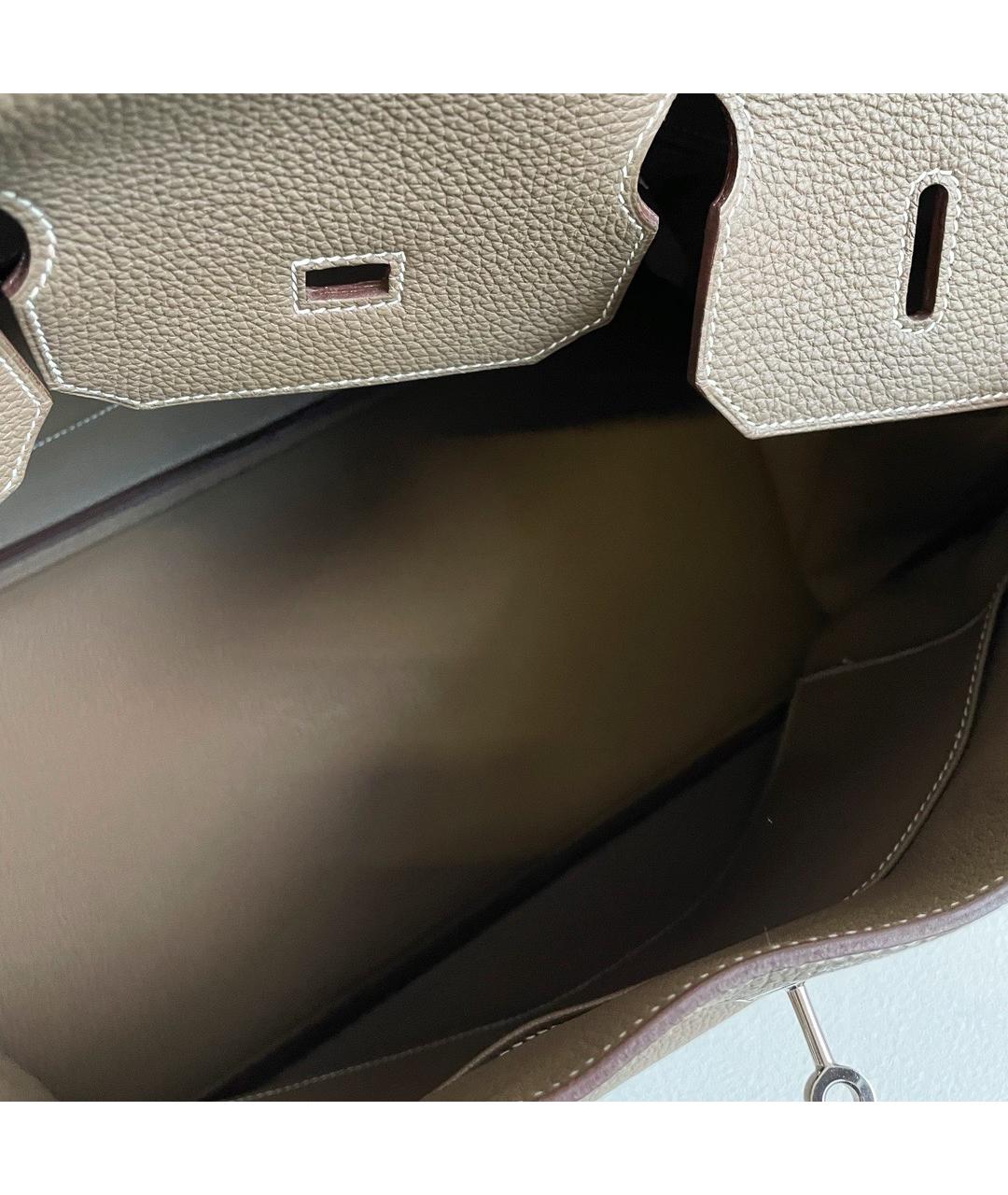 HERMES Серая кожаная сумка с короткими ручками, фото 9