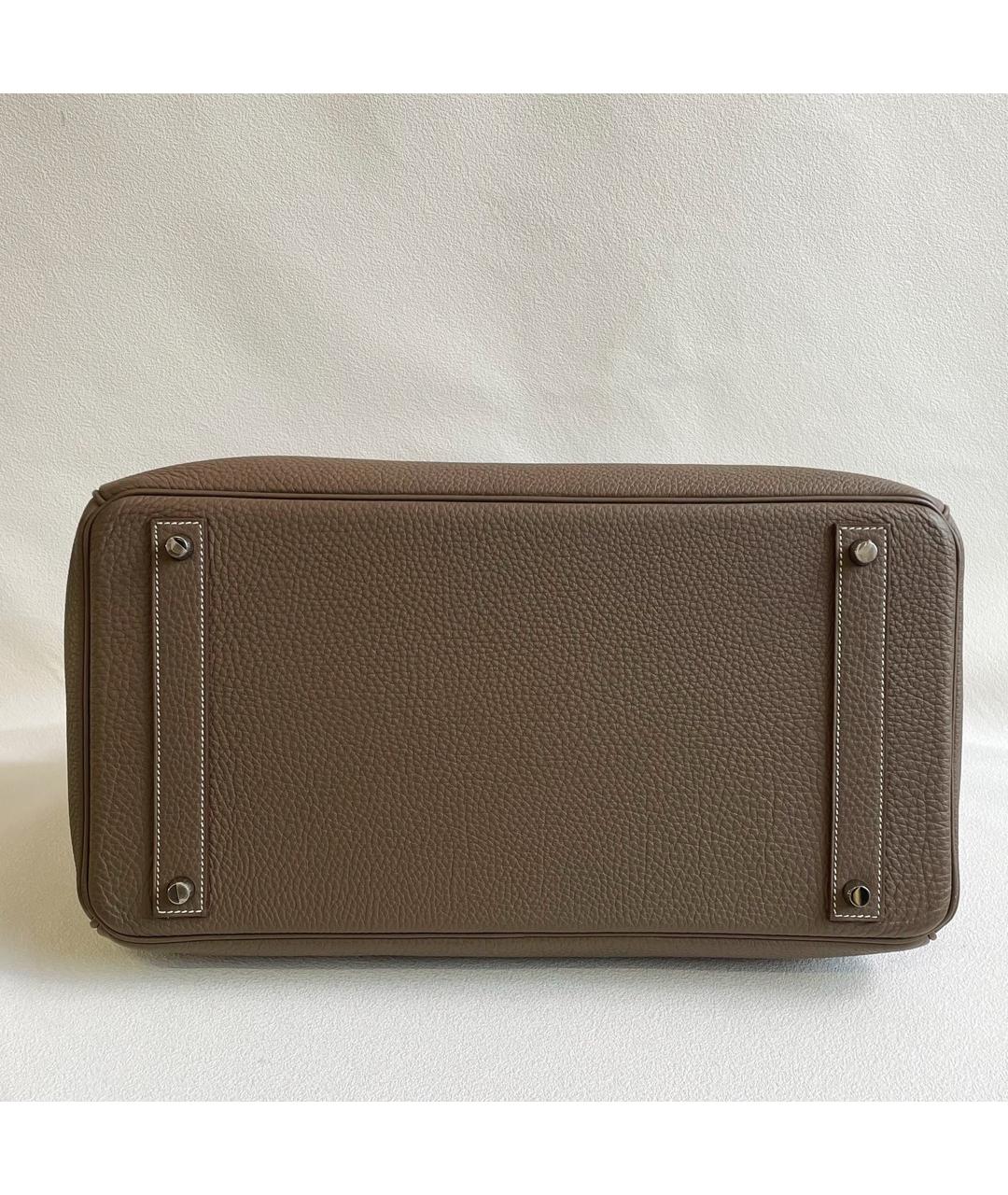 HERMES Серая кожаная сумка с короткими ручками, фото 4