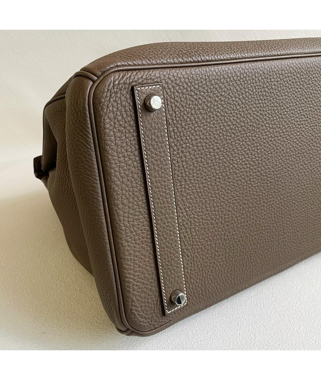 HERMES Серая кожаная сумка с короткими ручками, фото 5