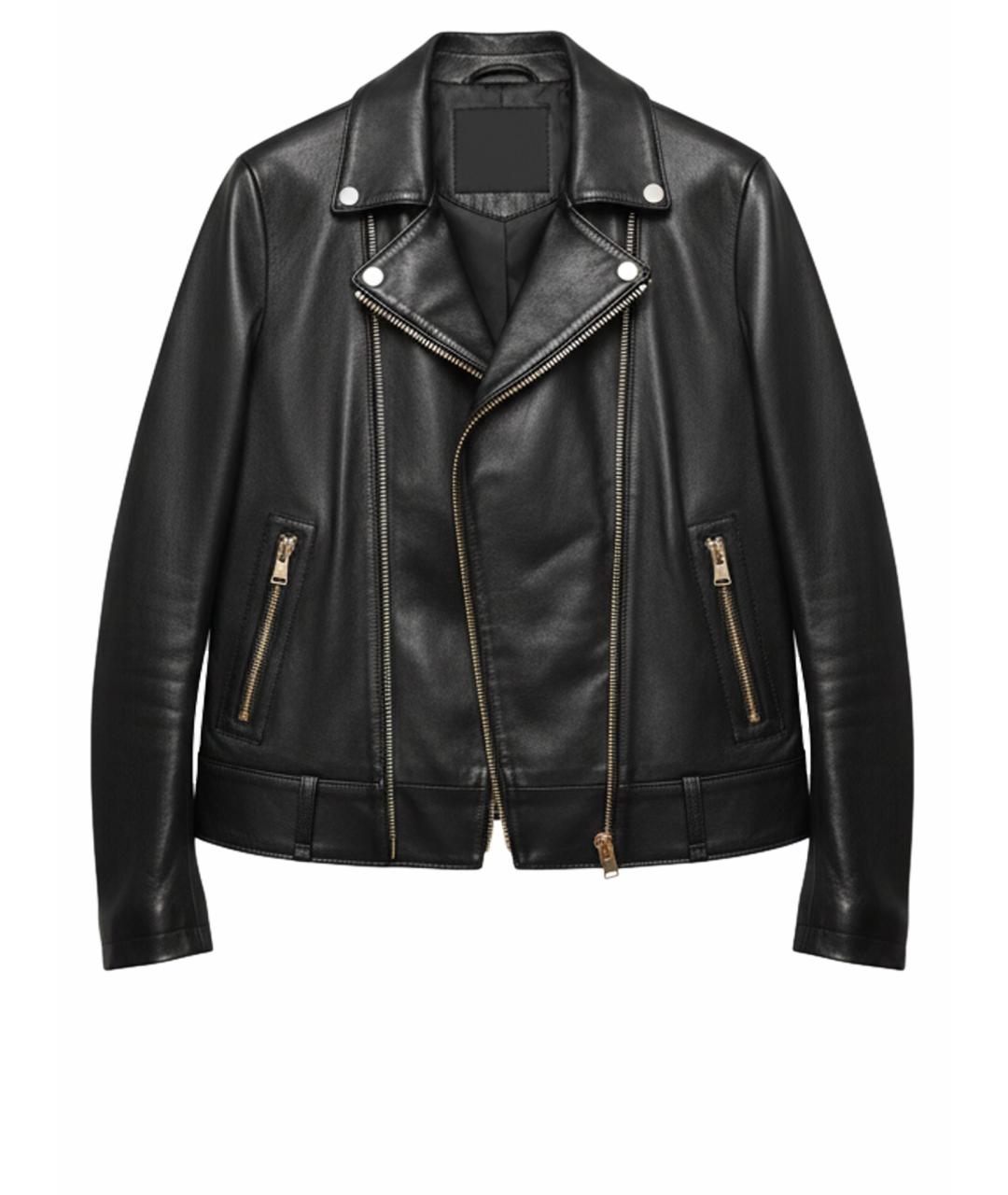 TRUSSARDI Черная кожаная куртка, фото 1