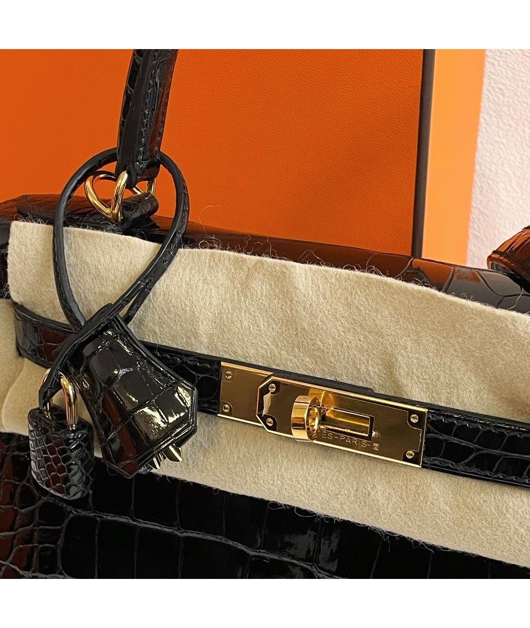 HERMES Черная кожаная сумка с короткими ручками, фото 7