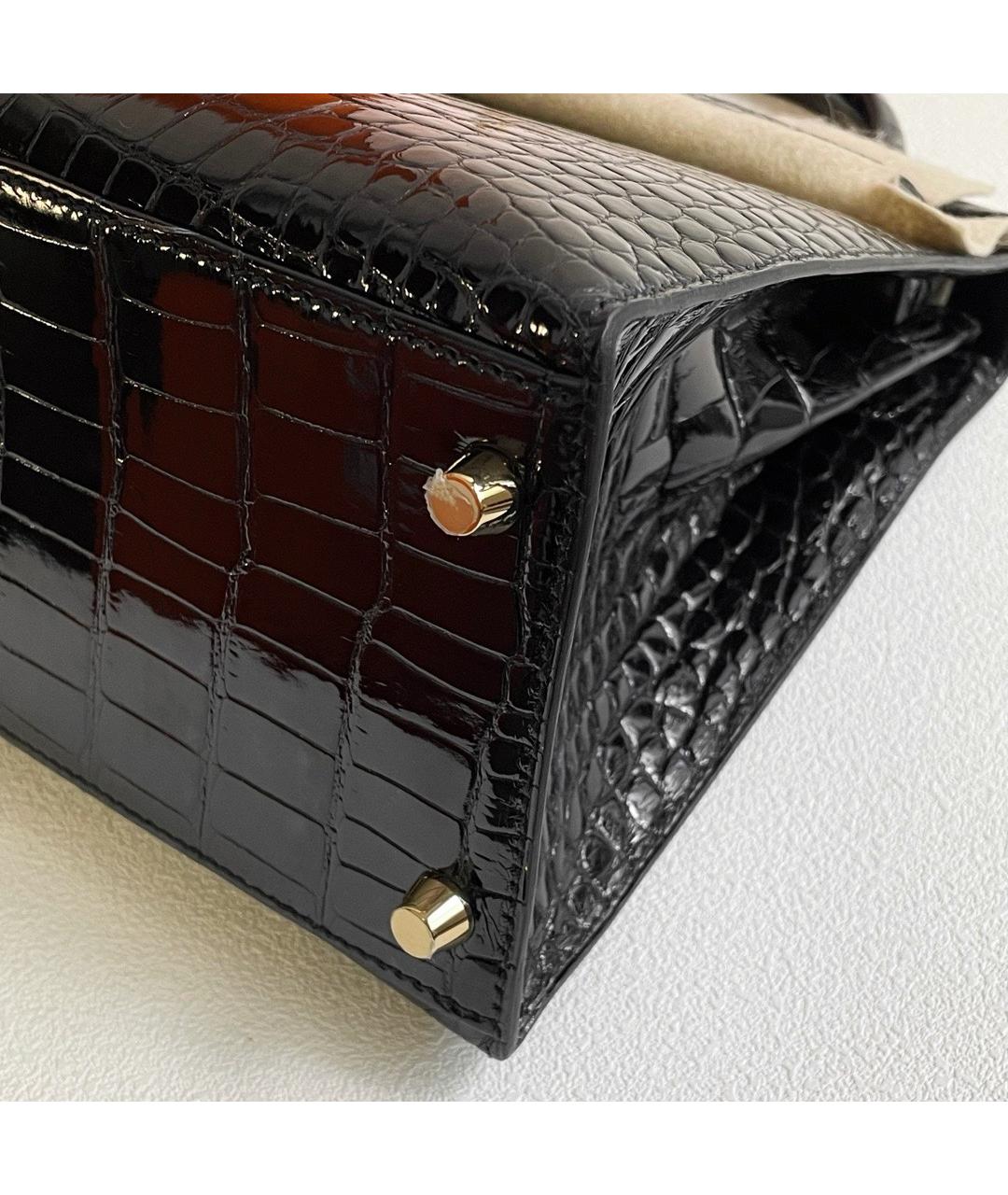 HERMES Черная кожаная сумка с короткими ручками, фото 6