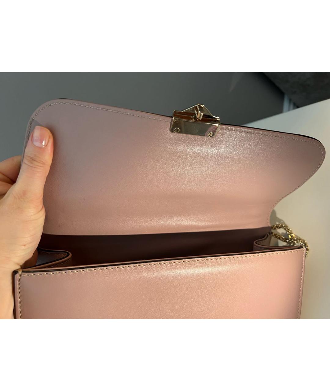 VALENTINO Розовая кожаная сумка через плечо, фото 6