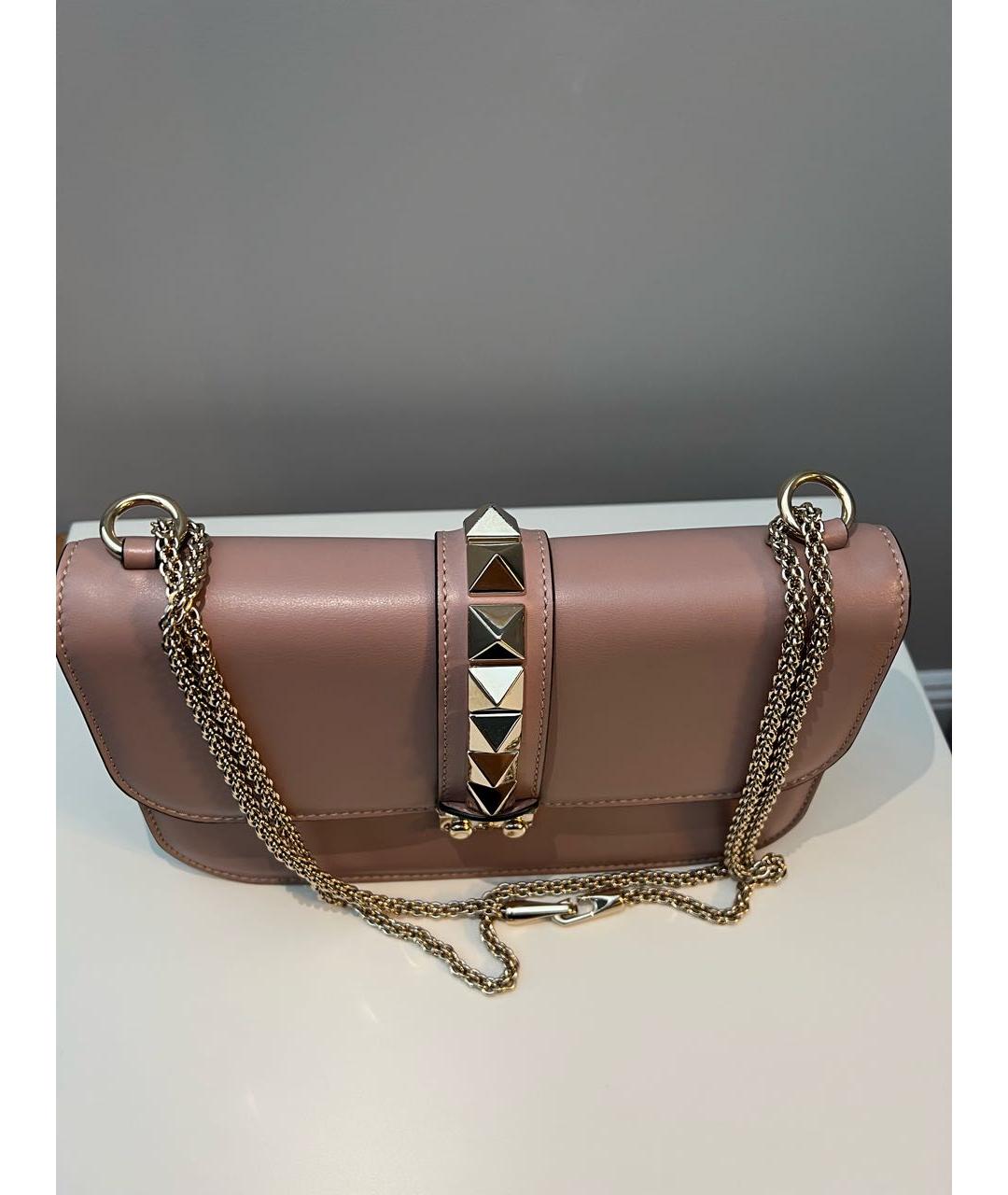 VALENTINO Розовая кожаная сумка через плечо, фото 2