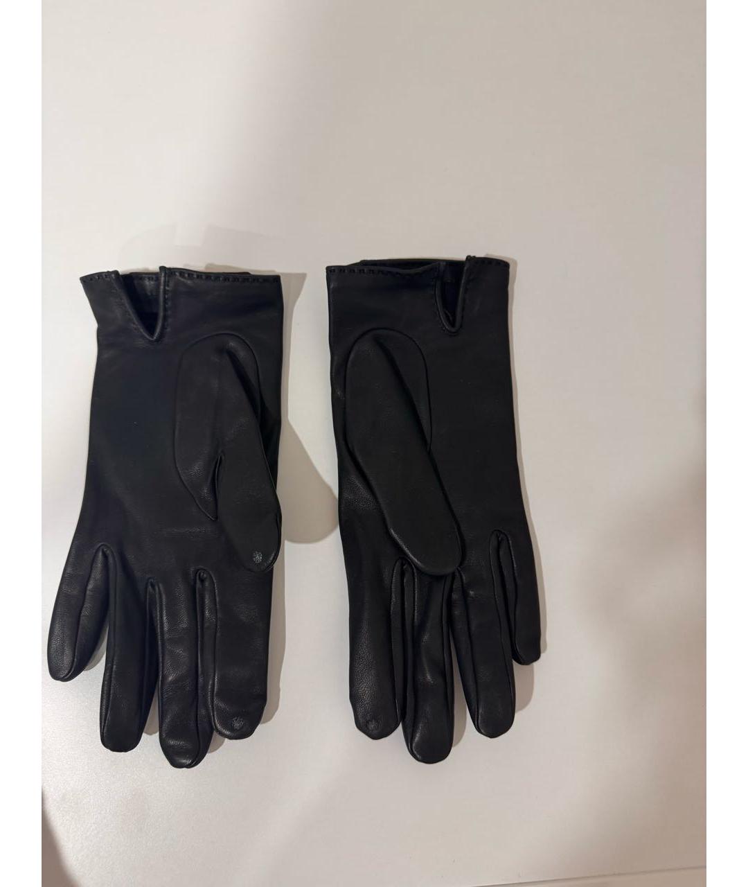 HERMES Черные кожаные перчатки, фото 2