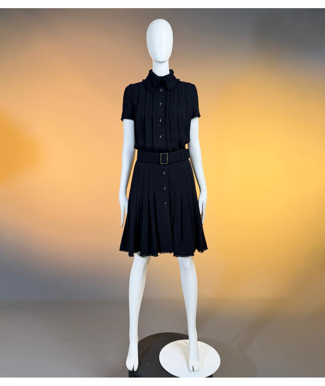 CHANEL Черное твидовое повседневное платье, фото 2
