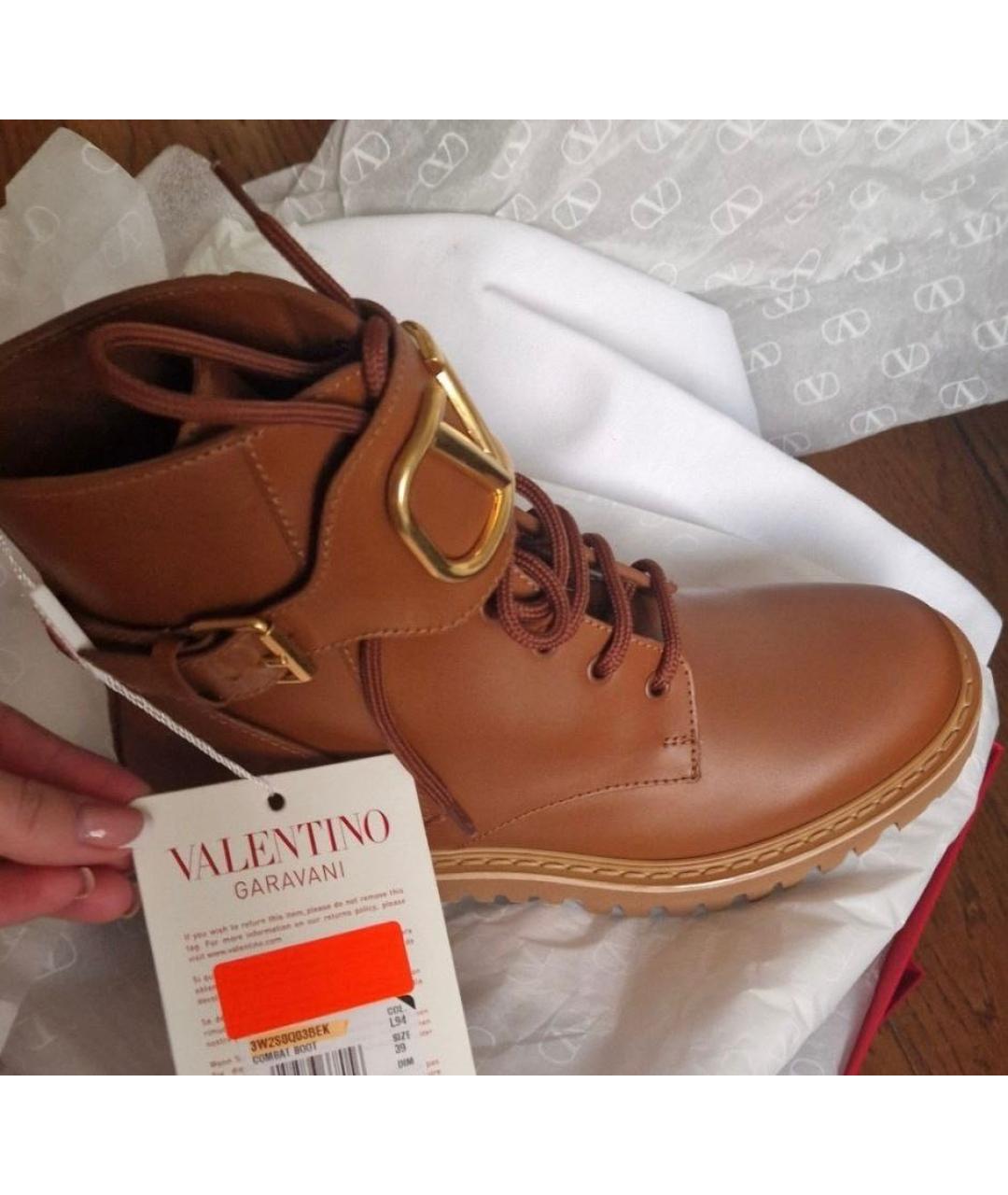 VALENTINO Коричневые кожаные ботинки, фото 2