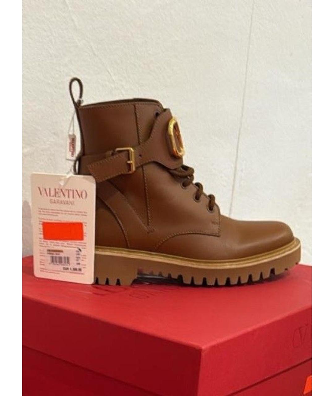 VALENTINO Коричневые кожаные ботинки, фото 4