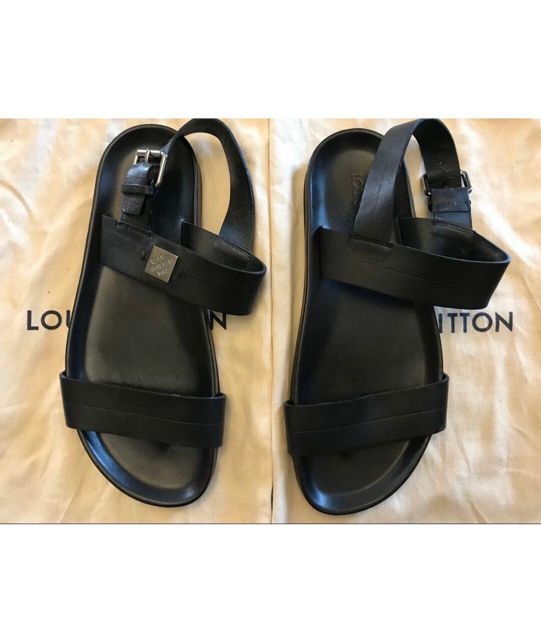LOUIS VUITTON PRE-OWNED Черные кожаные сандалии, фото 4