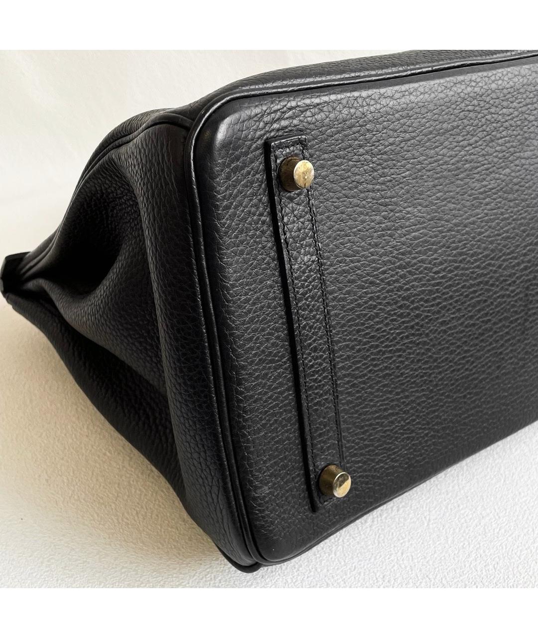 HERMES Черная кожаная сумка с короткими ручками, фото 5