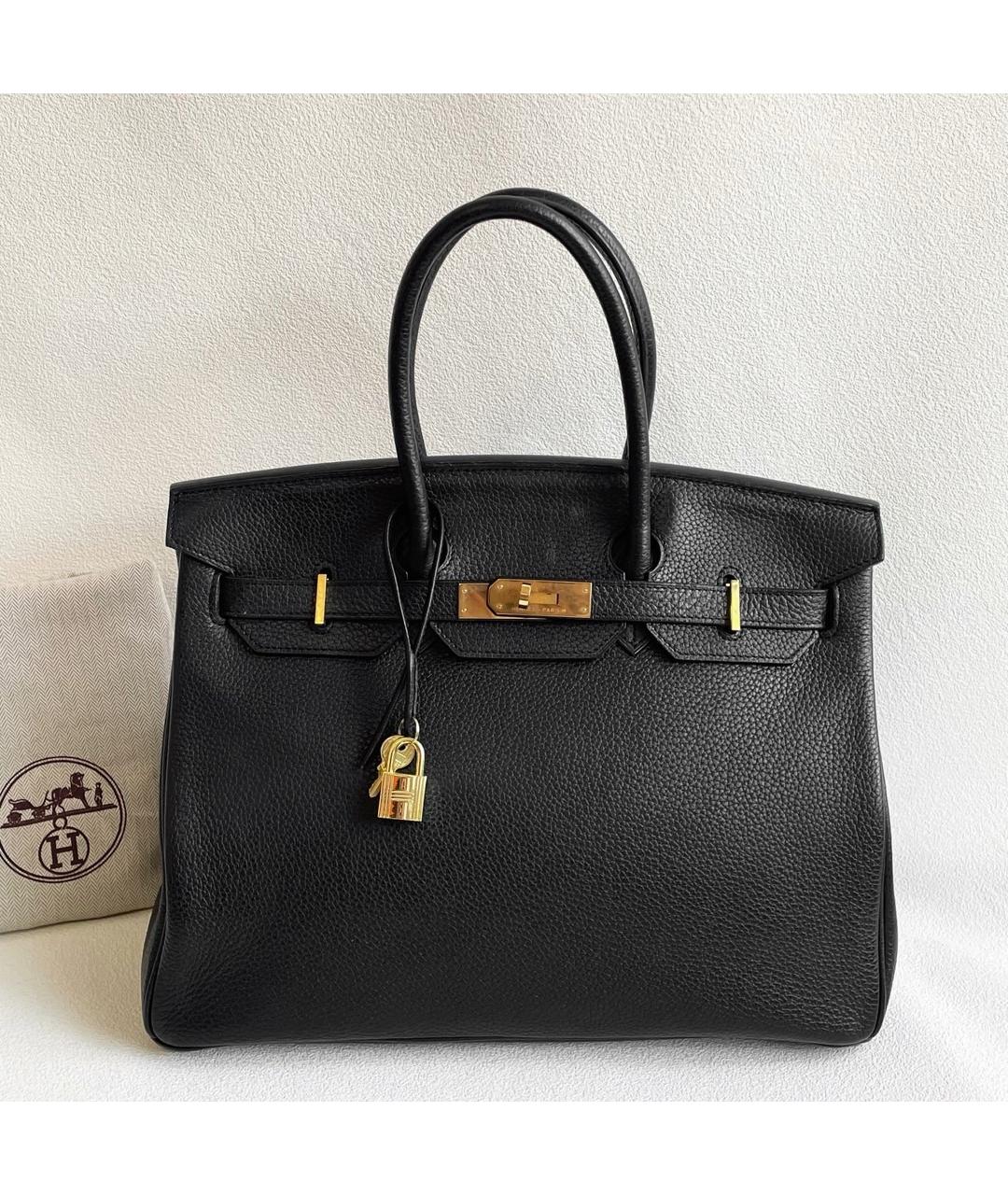 HERMES Черная кожаная сумка с короткими ручками, фото 2
