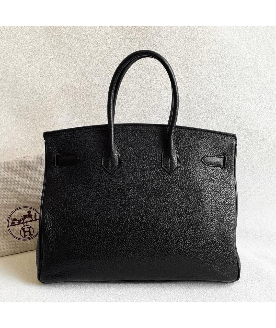 HERMES Черная кожаная сумка с короткими ручками, фото 3