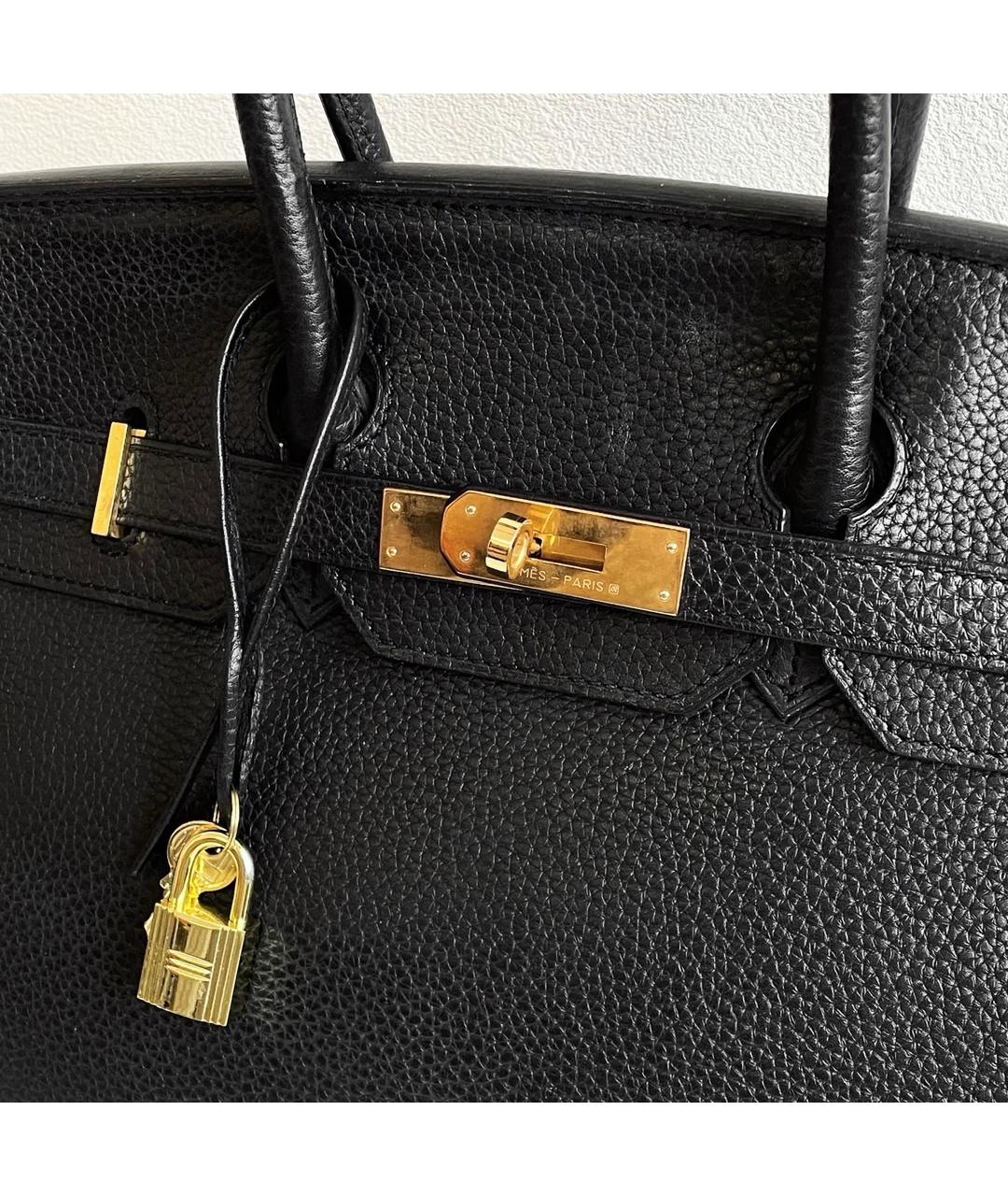 HERMES Черная кожаная сумка с короткими ручками, фото 7