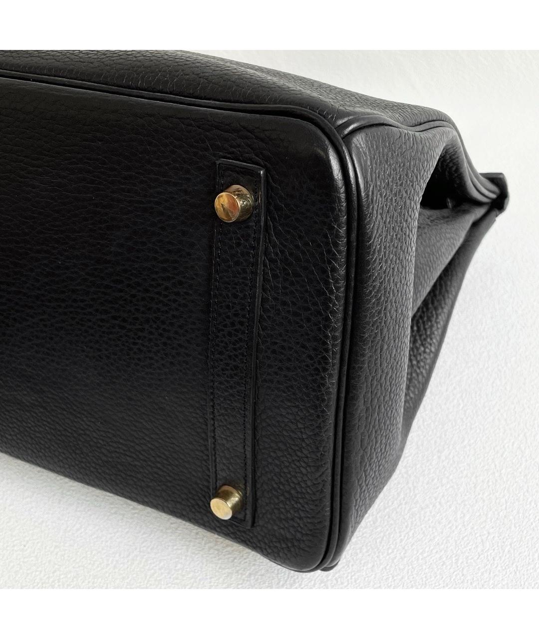 HERMES Черная кожаная сумка с короткими ручками, фото 6