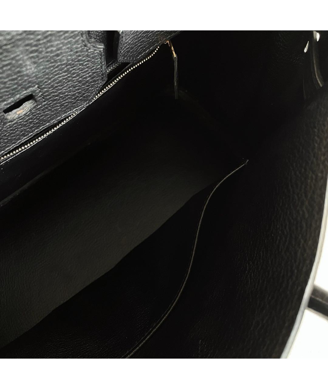 HERMES Черная кожаная сумка с короткими ручками, фото 9