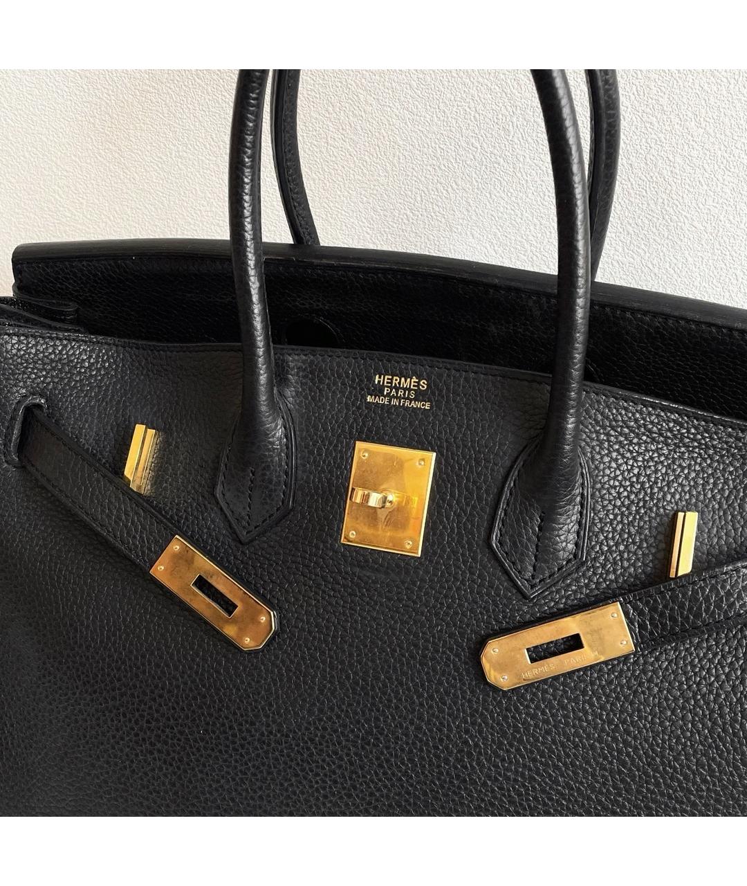 HERMES Черная кожаная сумка с короткими ручками, фото 8