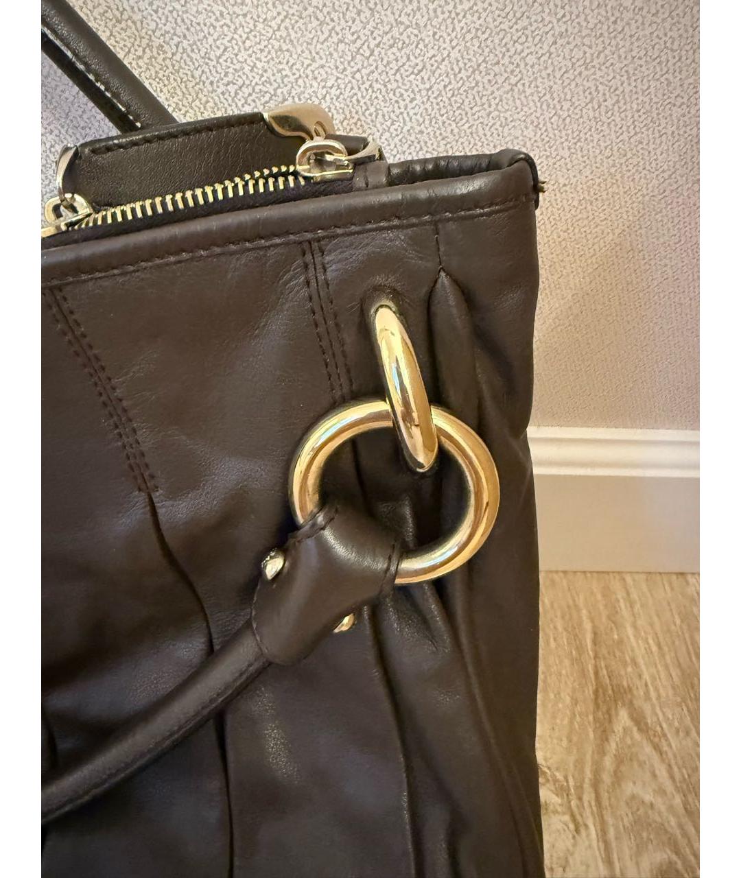 BALLY Коричневая кожаная сумка с короткими ручками, фото 4