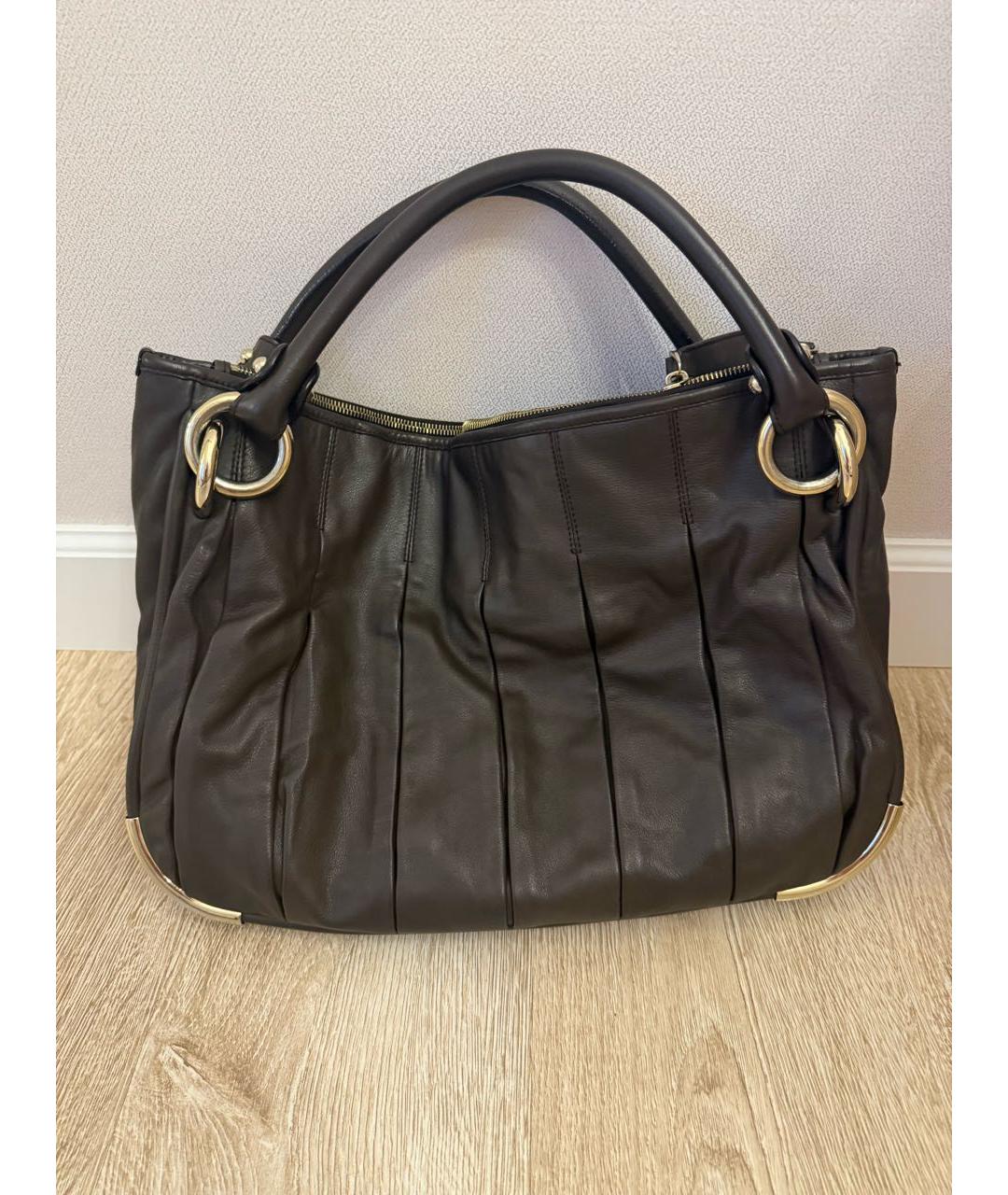 BALLY Коричневая кожаная сумка с короткими ручками, фото 6