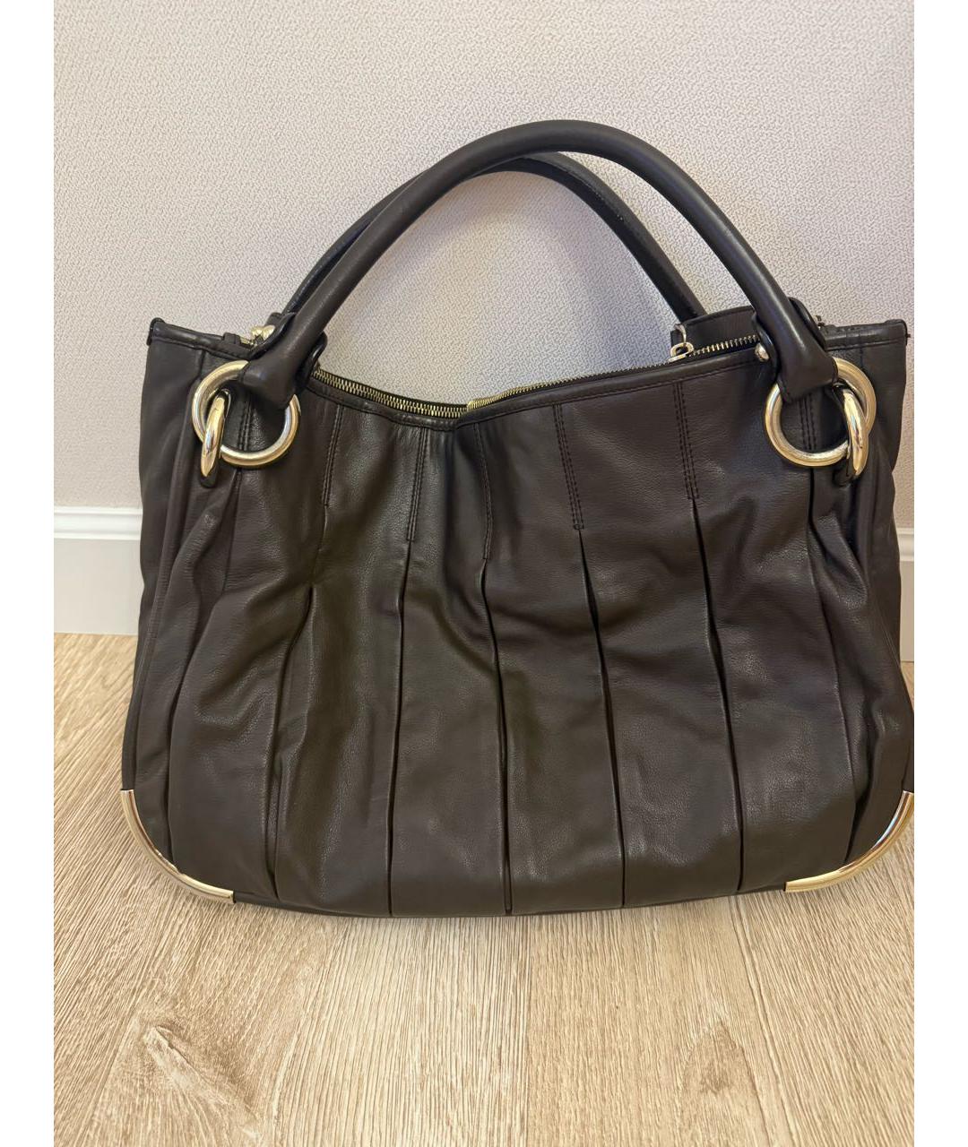 BALLY Коричневая кожаная сумка с короткими ручками, фото 2