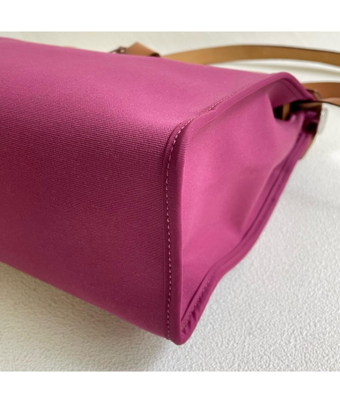HERMES Розовая деним сумка с короткими ручками, фото 6