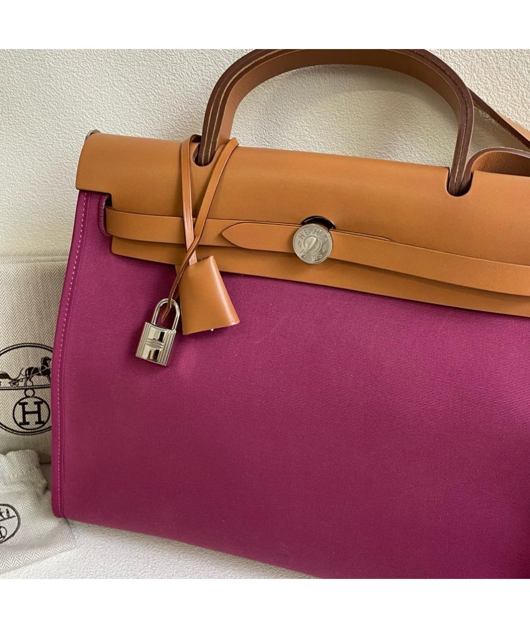 HERMES Розовая деним сумка с короткими ручками, фото 2