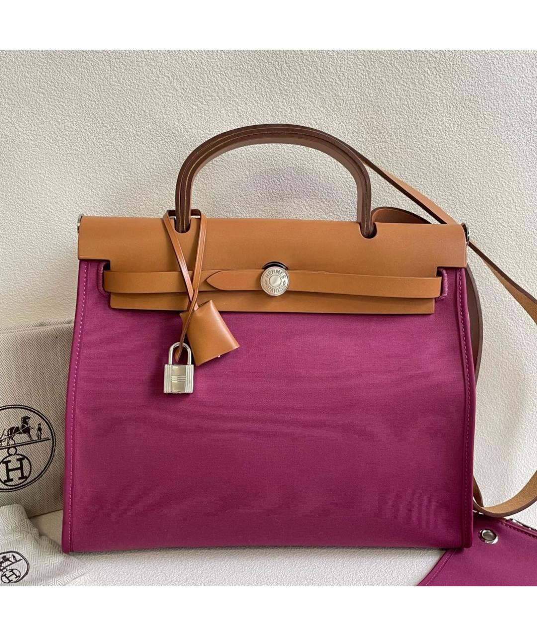 HERMES Розовая деним сумка с короткими ручками, фото 8