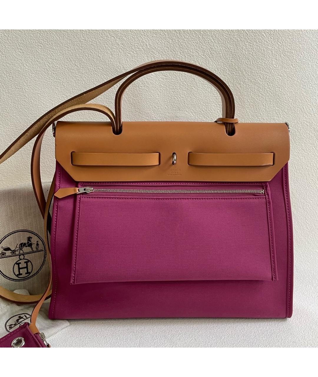 HERMES Розовая деним сумка с короткими ручками, фото 3