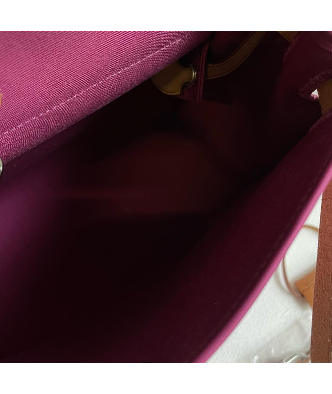 HERMES Розовая деним сумка с короткими ручками, фото 7