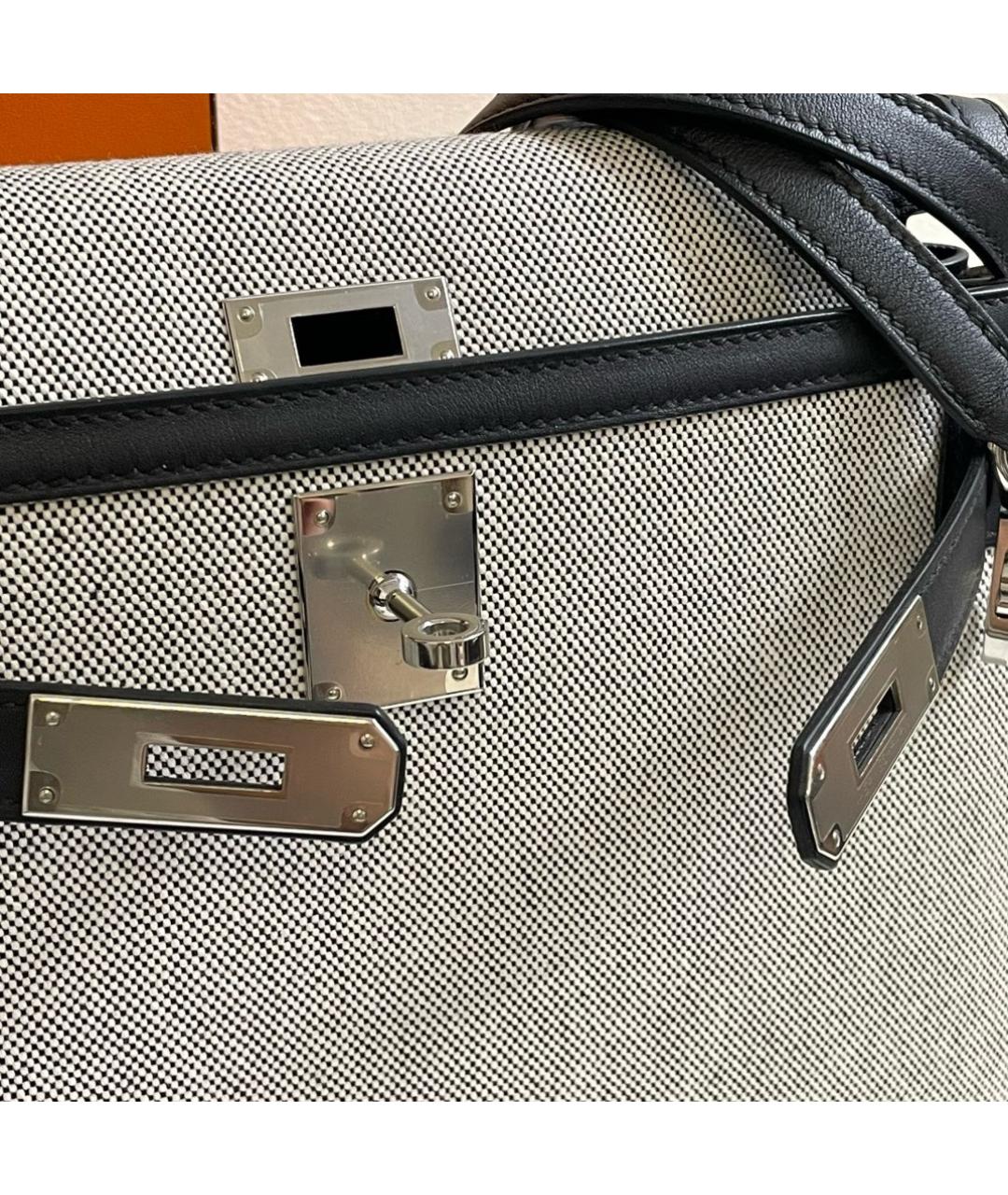 HERMES Черная деним сумка с короткими ручками, фото 8