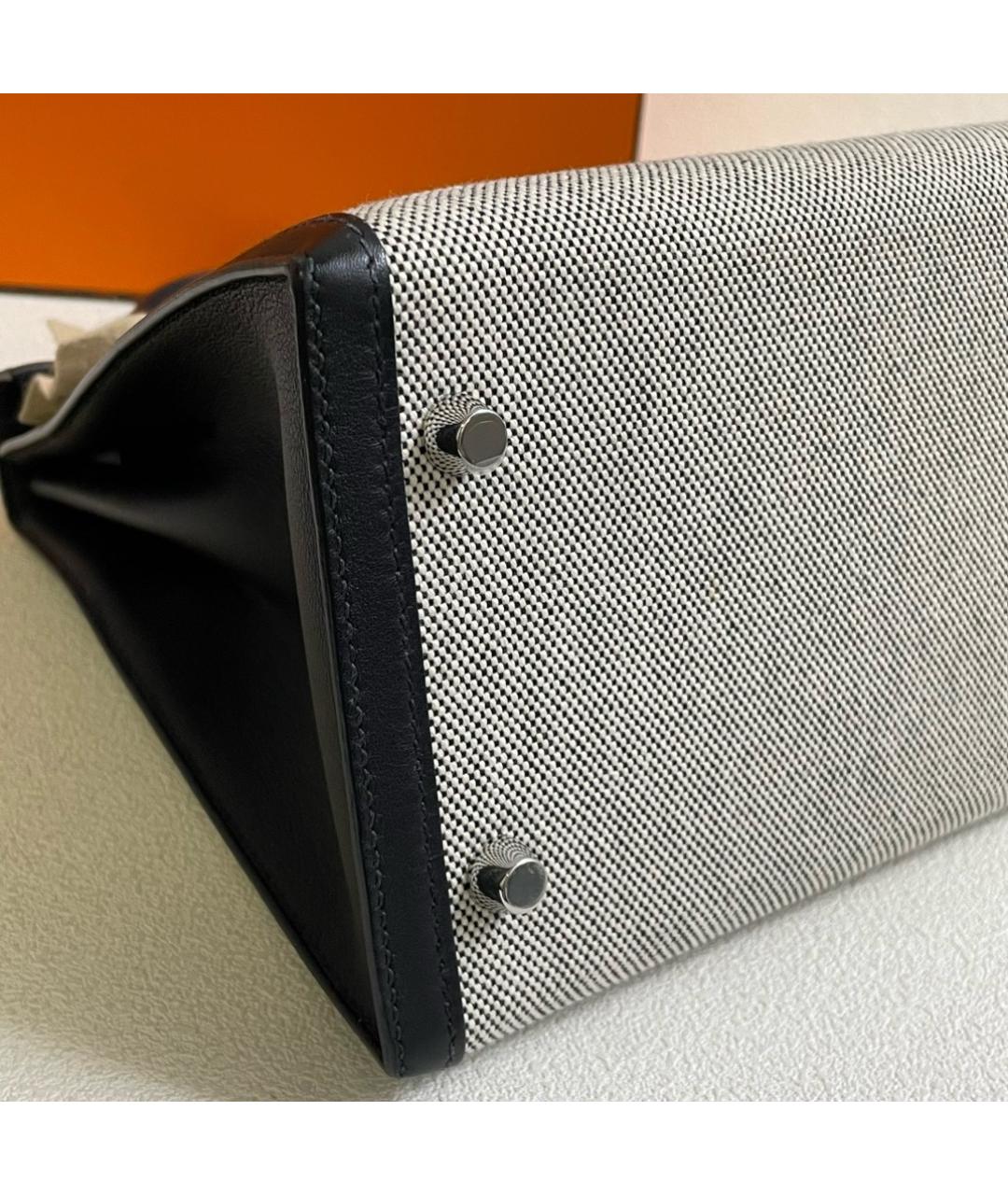 HERMES Черная деним сумка с короткими ручками, фото 5