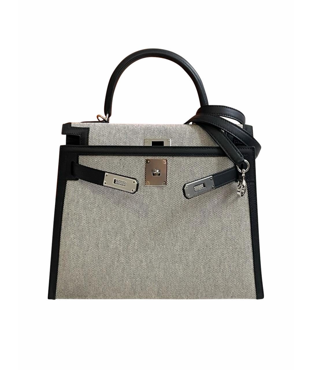 HERMES Черная деним сумка с короткими ручками, фото 1