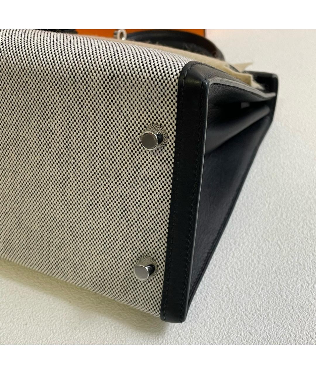 HERMES Черная деним сумка с короткими ручками, фото 6