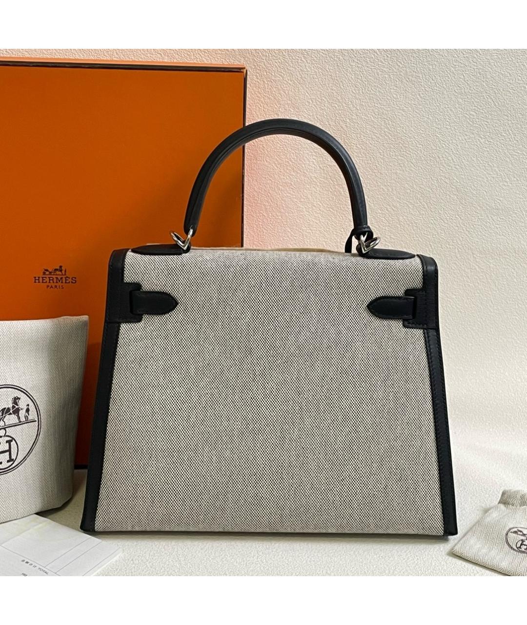 HERMES Черная деним сумка с короткими ручками, фото 3