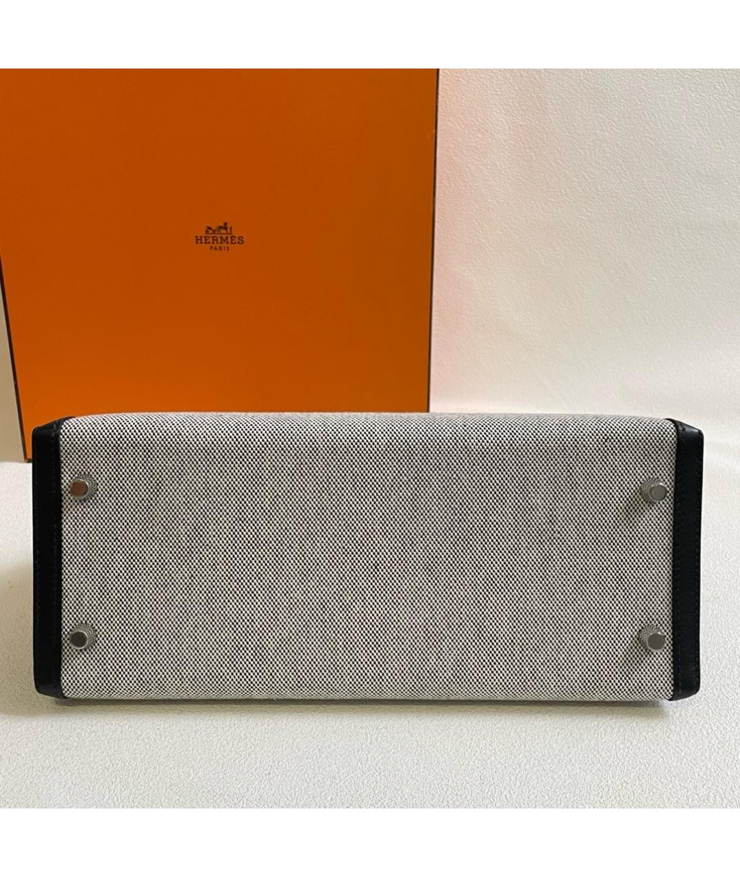 HERMES Черная деним сумка с короткими ручками, фото 4