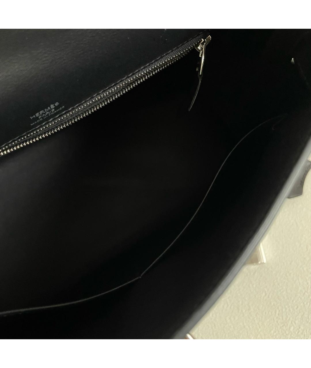 HERMES Черная деним сумка с короткими ручками, фото 9
