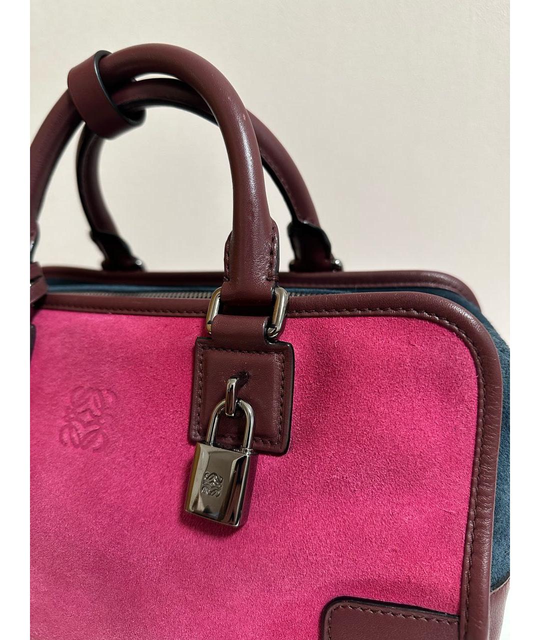 LOEWE Фуксия замшевая сумка с короткими ручками, фото 8