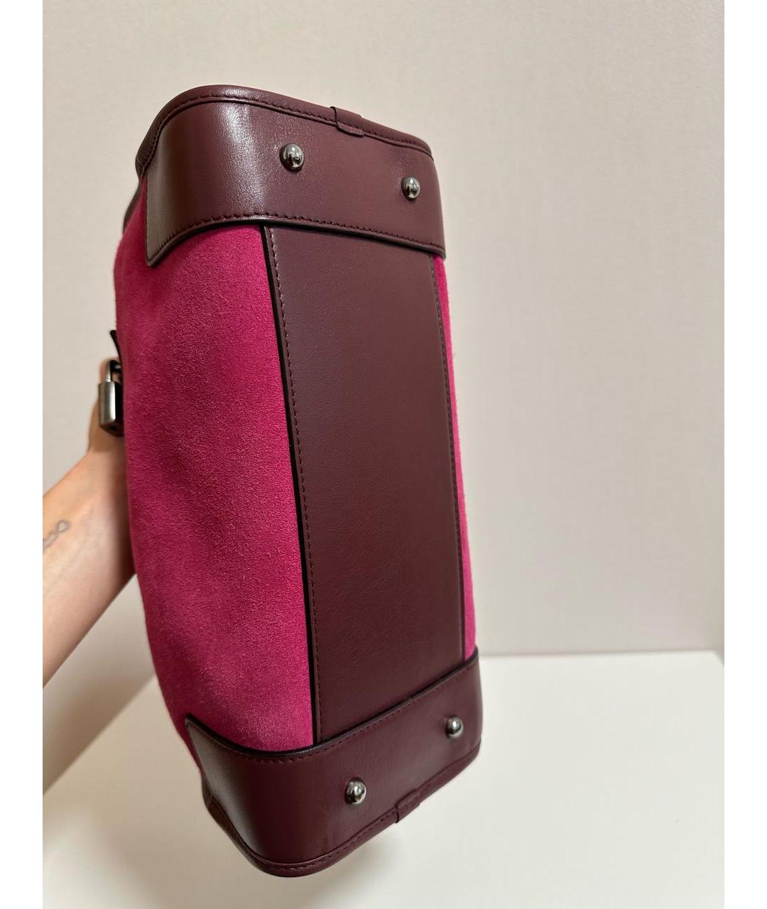 LOEWE Фуксия замшевая сумка с короткими ручками, фото 5