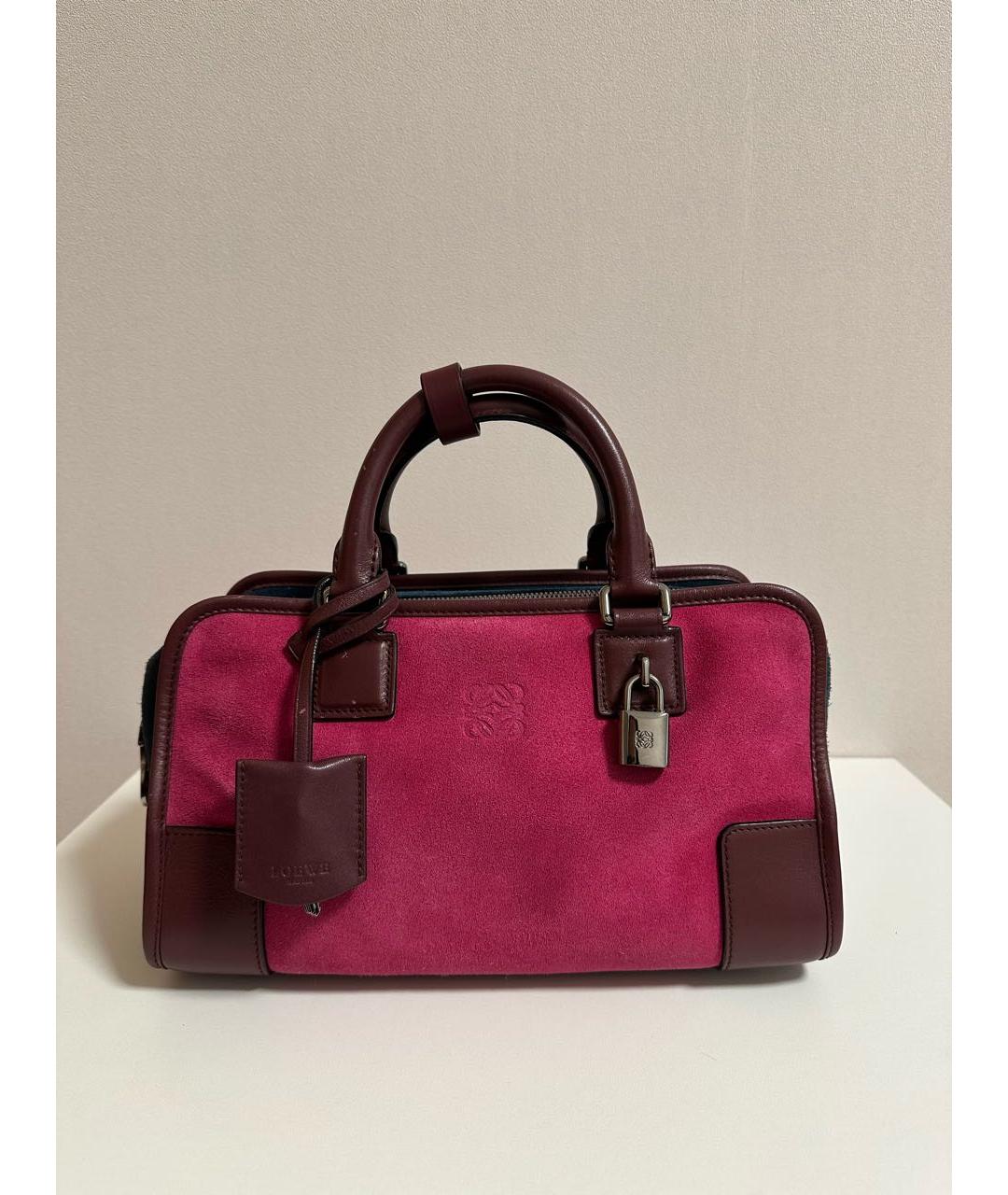 LOEWE Фуксия замшевая сумка с короткими ручками, фото 9