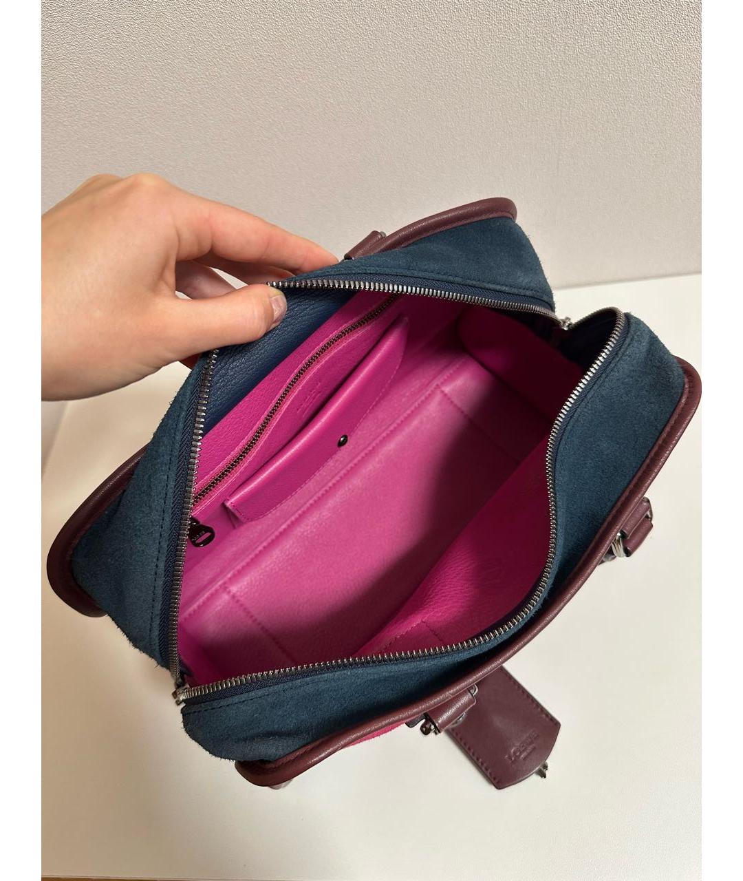 LOEWE Фуксия замшевая сумка с короткими ручками, фото 4