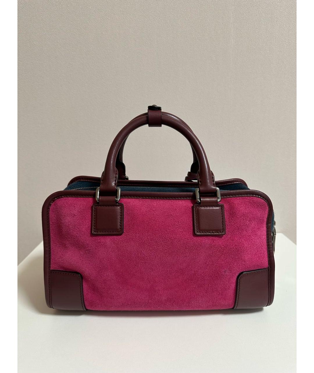 LOEWE Фуксия замшевая сумка с короткими ручками, фото 3