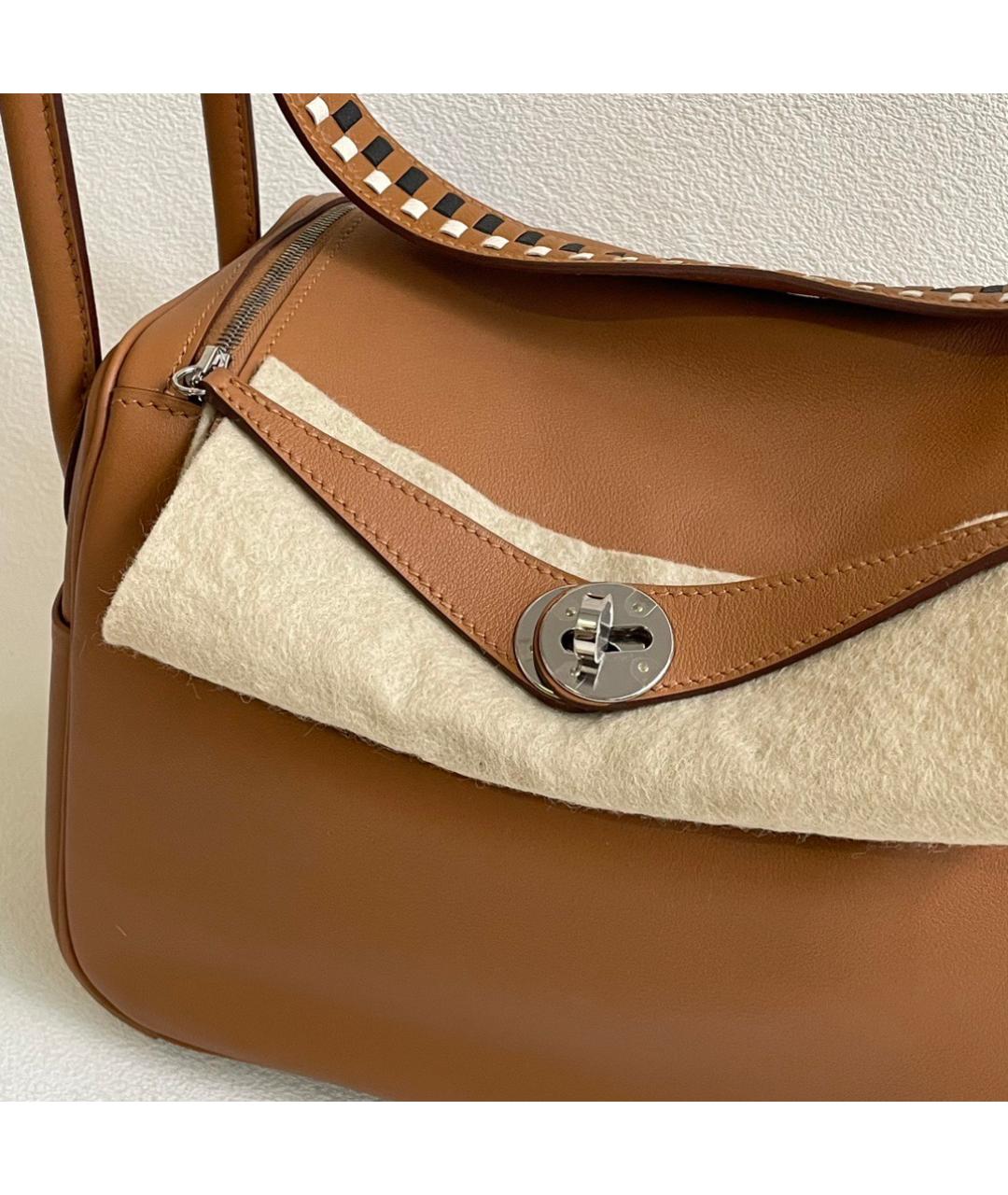 HERMES Коричневая кожаная сумка с короткими ручками, фото 2